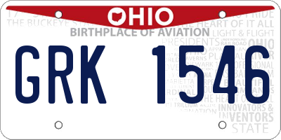 OH license plate GRK1546