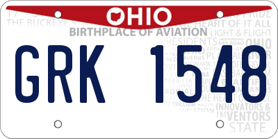 OH license plate GRK1548