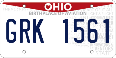 OH license plate GRK1561