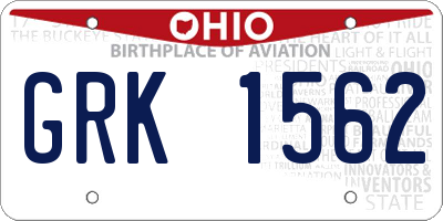 OH license plate GRK1562