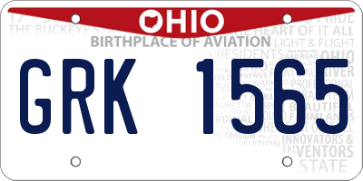 OH license plate GRK1565