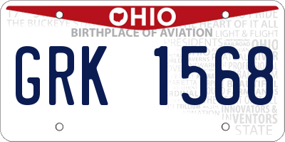 OH license plate GRK1568
