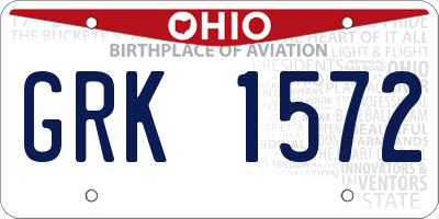 OH license plate GRK1572