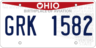OH license plate GRK1582