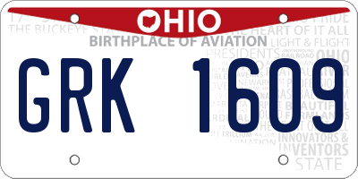 OH license plate GRK1609