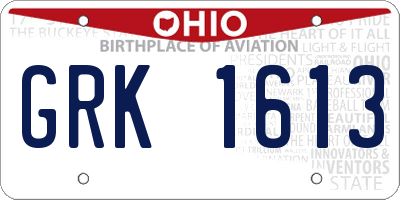 OH license plate GRK1613