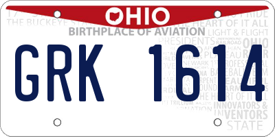 OH license plate GRK1614