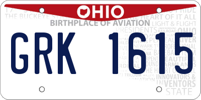 OH license plate GRK1615