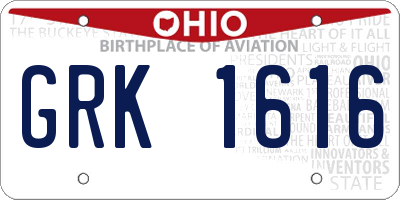 OH license plate GRK1616