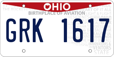 OH license plate GRK1617