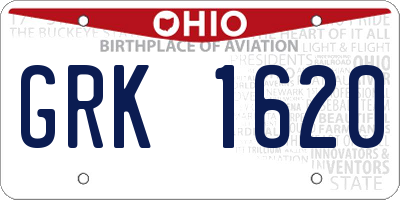 OH license plate GRK1620