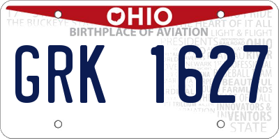 OH license plate GRK1627