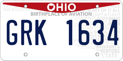 OH license plate GRK1634