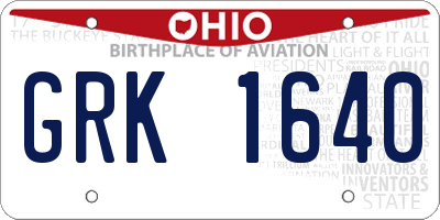 OH license plate GRK1640