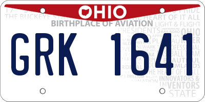 OH license plate GRK1641
