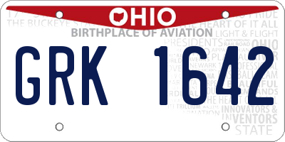 OH license plate GRK1642