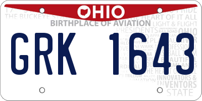 OH license plate GRK1643