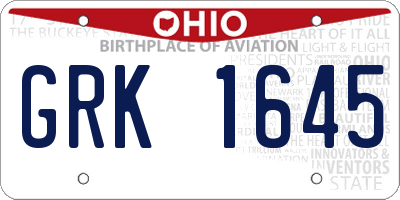 OH license plate GRK1645