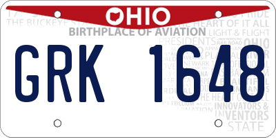 OH license plate GRK1648