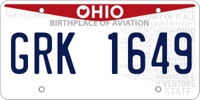 OH license plate GRK1649