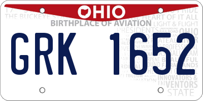 OH license plate GRK1652