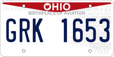OH license plate GRK1653
