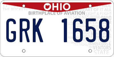 OH license plate GRK1658