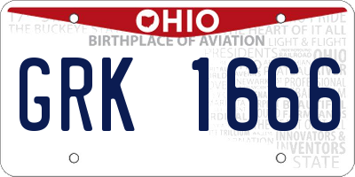 OH license plate GRK1666