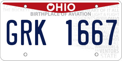 OH license plate GRK1667