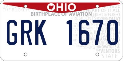 OH license plate GRK1670