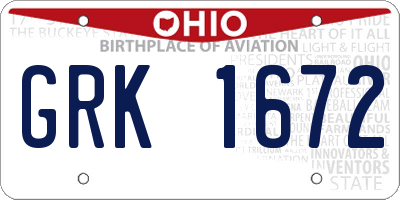 OH license plate GRK1672