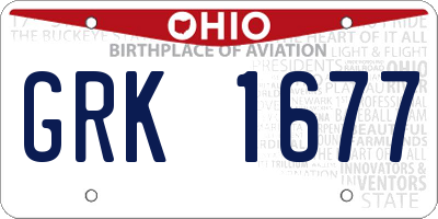 OH license plate GRK1677