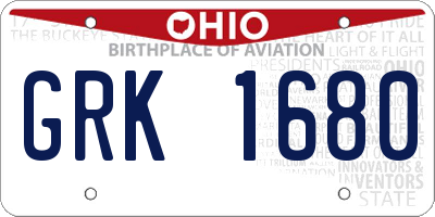 OH license plate GRK1680