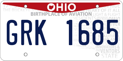 OH license plate GRK1685