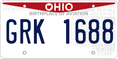 OH license plate GRK1688