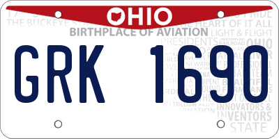 OH license plate GRK1690