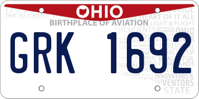 OH license plate GRK1692