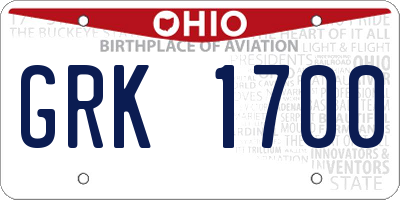 OH license plate GRK1700