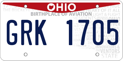 OH license plate GRK1705