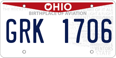 OH license plate GRK1706