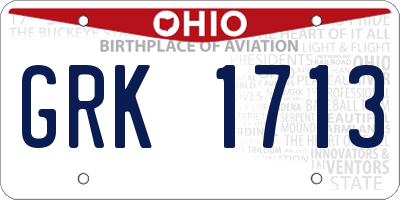 OH license plate GRK1713
