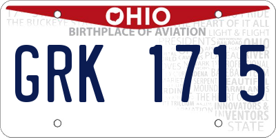 OH license plate GRK1715