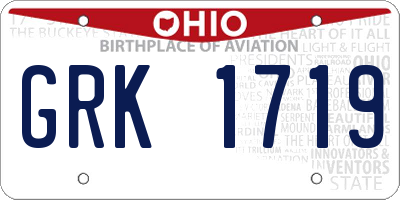 OH license plate GRK1719