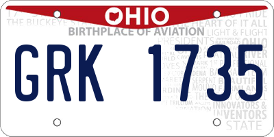 OH license plate GRK1735