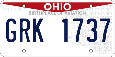 OH license plate GRK1737