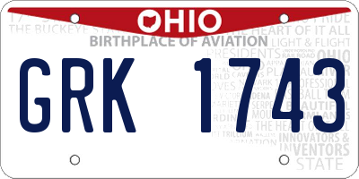 OH license plate GRK1743