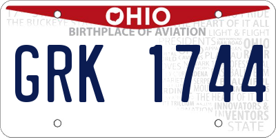 OH license plate GRK1744