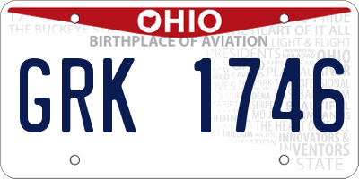 OH license plate GRK1746