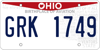 OH license plate GRK1749