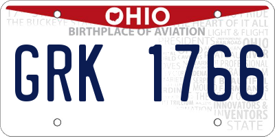 OH license plate GRK1766